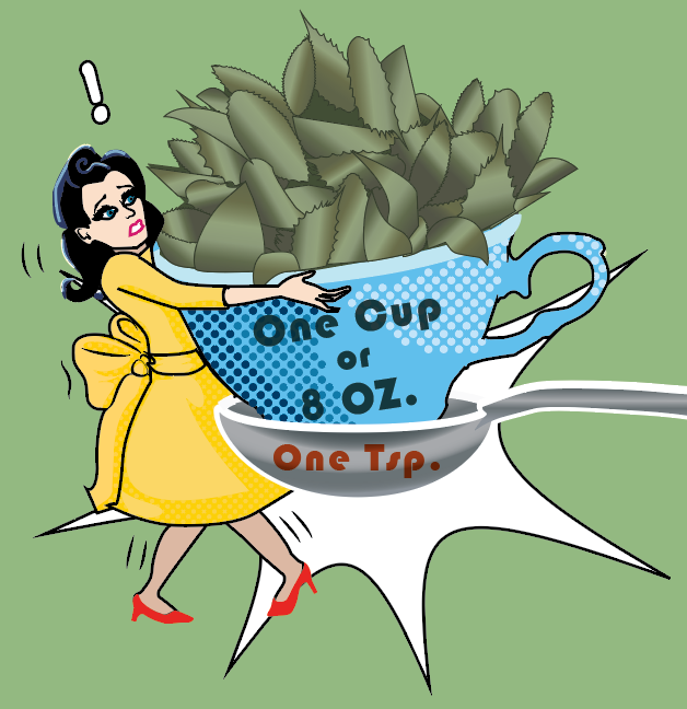 lady holding a cup full of loose tea
