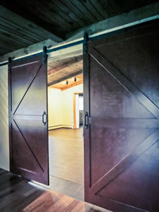 Open doors to the yoga studio